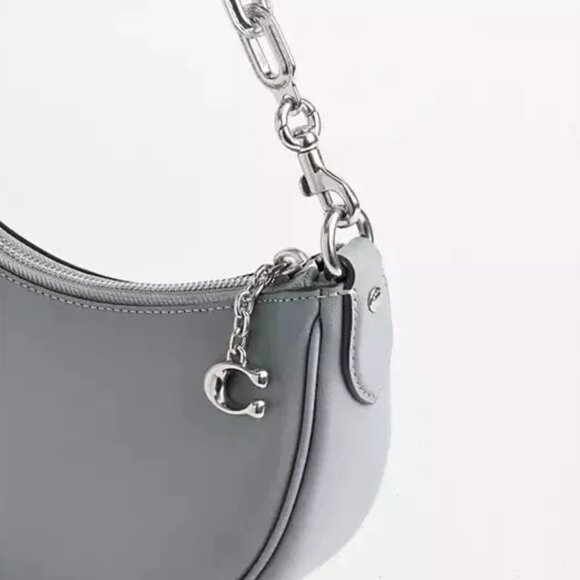 Coach Mira Shoulder Bag in Gray / Blue Glovetanned Leather + Chain Strap CM583 - Picture 11 of 14